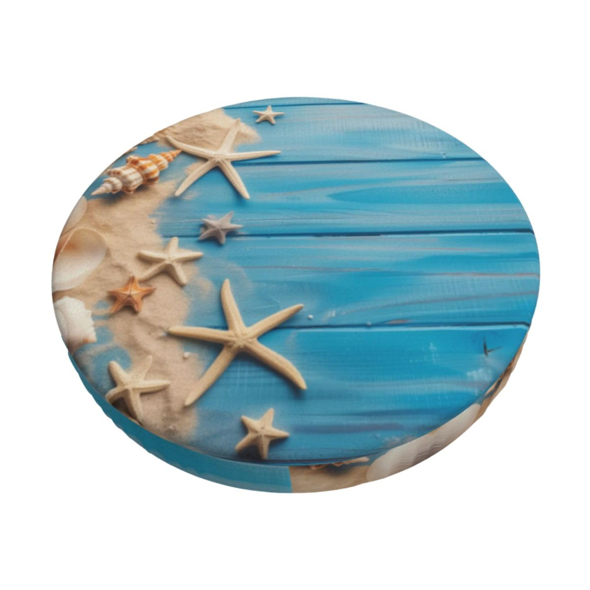 Velvet Round Stool Covers, 3 Layers Stool Covers Round with Thin Pad, Blue Summer Wooden Bar Stool Covers Round Super Soft Circle Stool Cover for 12-14" Round Barstool