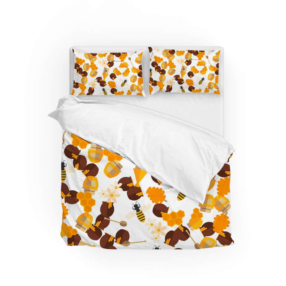 Taie d'oreiller et housse de couette marron CHEHONG anti-plis grand lit