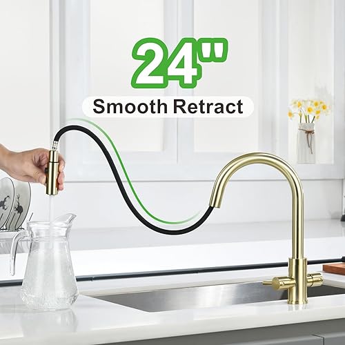 Miniatura 3 de Grifo de cocina, grifo de fregadero de cocina, grifo de fregadero de 2 asas, grifo, grifo de cocina extraíble, grifo con pulverizador, grifo de