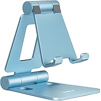 Vista 14 de Nulaxy Soporte plegable doble para teléfono celular, totalmente ajustable, plegable, soporte para teléfono de escritorio, base compatible con iPhone
