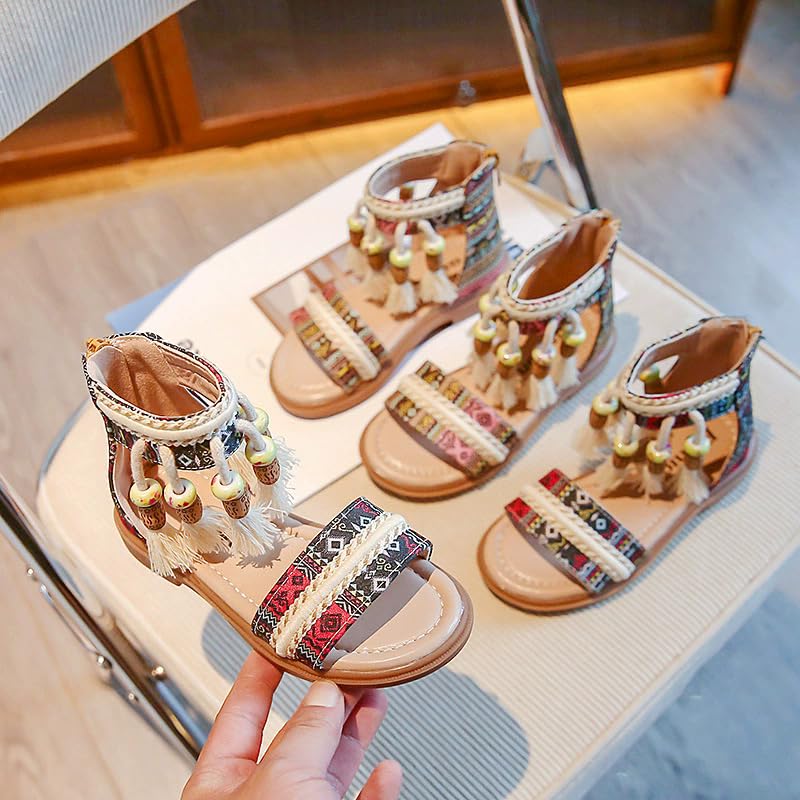 Girls Sandals with Zipper Bohemian Ethnic Dressy Shoes Summer Open Toe4