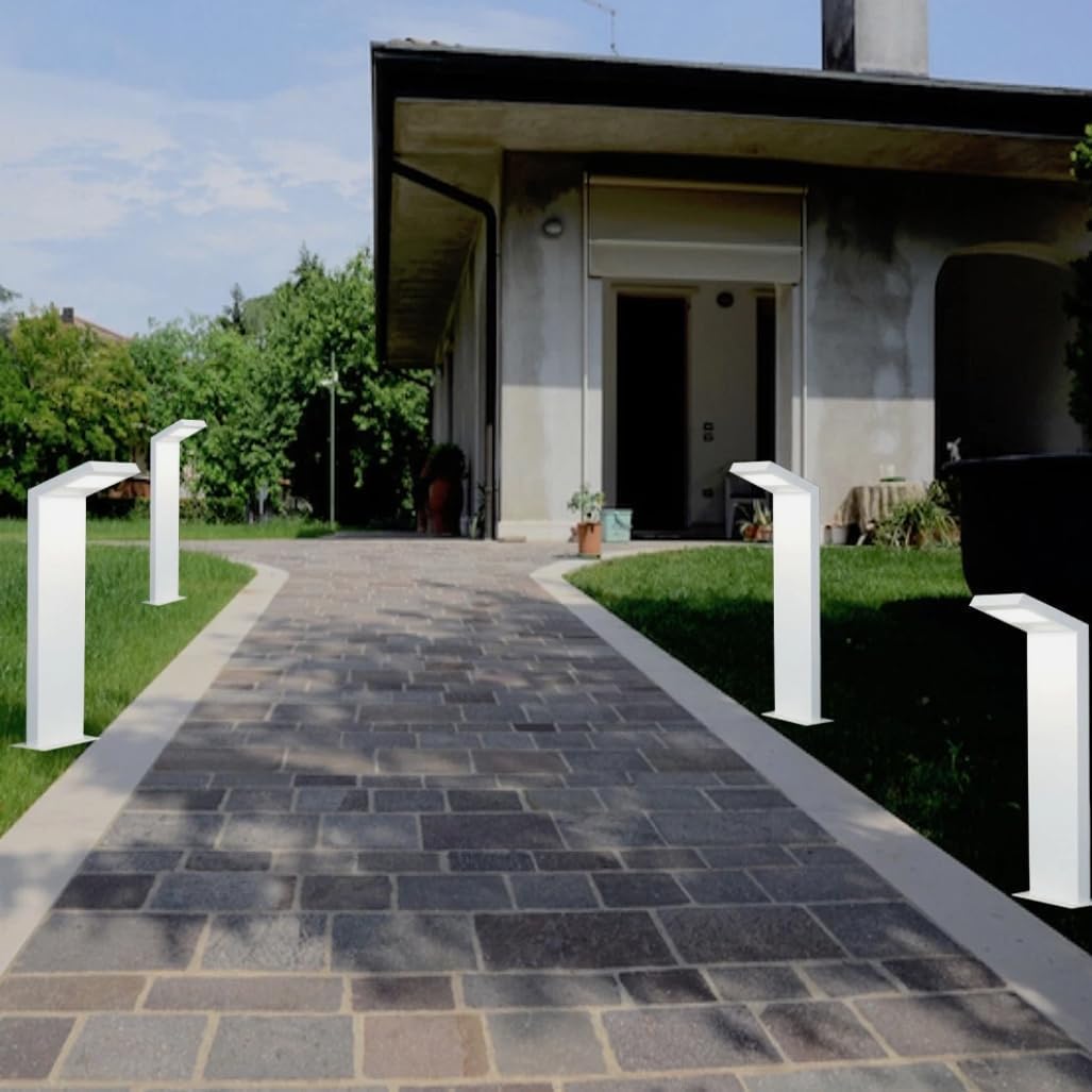 Lampione da Giardino Moderno 10W, Paletto Luce LED Esterno 4000K, IP54 Impermeabile, H580mm, Lampada da Esterno per Vialetti, Cortile, Giardino – Alluminio 954PA-H580 (BIANCO)