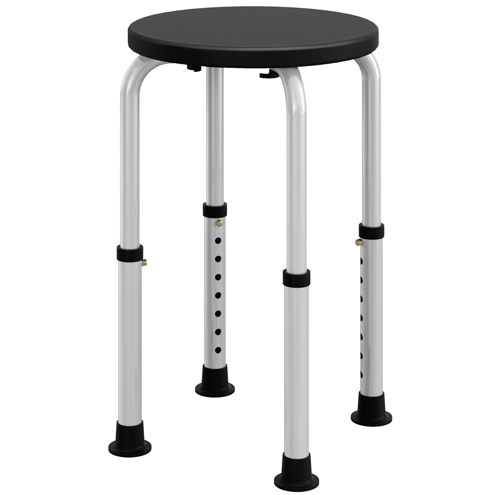 Homcom Black Shower Chair, Adjustable Height Shower Stool With Aluminium Frame And Non-Slip Feet, Bathtub Stool Seat For Elderly Disabled Handicap,