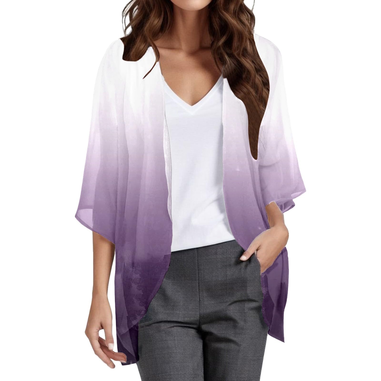 Dasongff Cárdigan de punto para mujer negro, cárdigan corto de manga 3/4, chaqueta de punto fina, para playa, frente abierto, chaqueta de hombro, chaqueta de punto, blazer