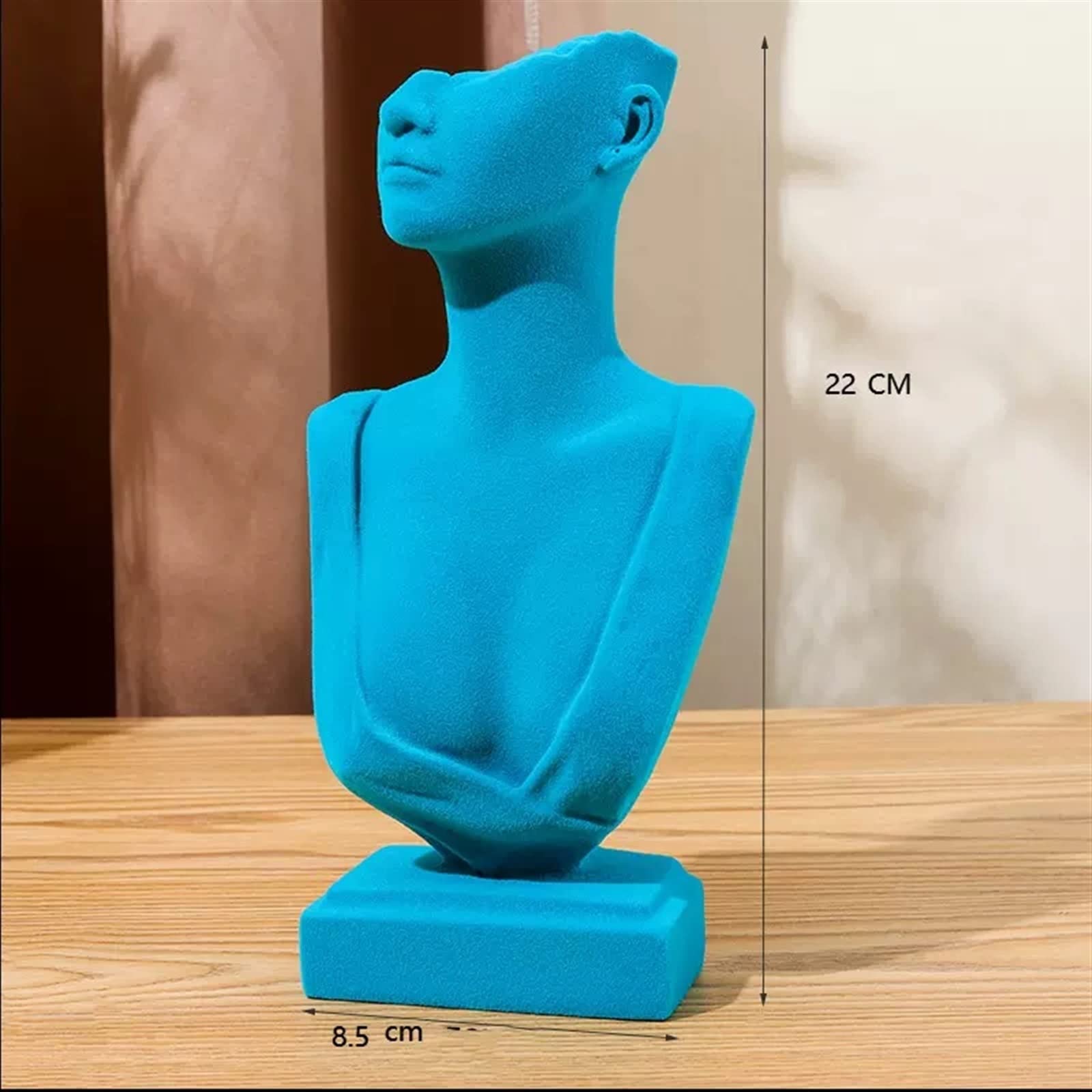 Gioielli Espositore Collana Gioielli Busto Display Holder Resina blu + Velluto Collana Ciondolo Catena Orecchino Gioielli Busto Mannequin Organizzatore Supporto Stand Gioielli Eremagliera Vetrina