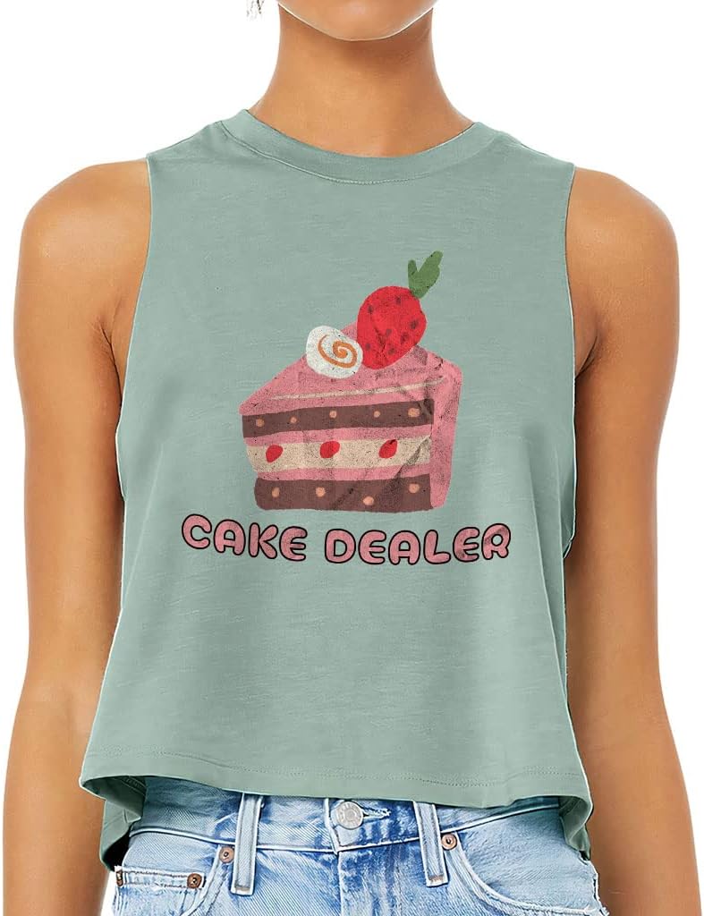 Cake Dealer Racerback Cropped Tank - Cake Themed Women's Tank - Graphic Tank Top