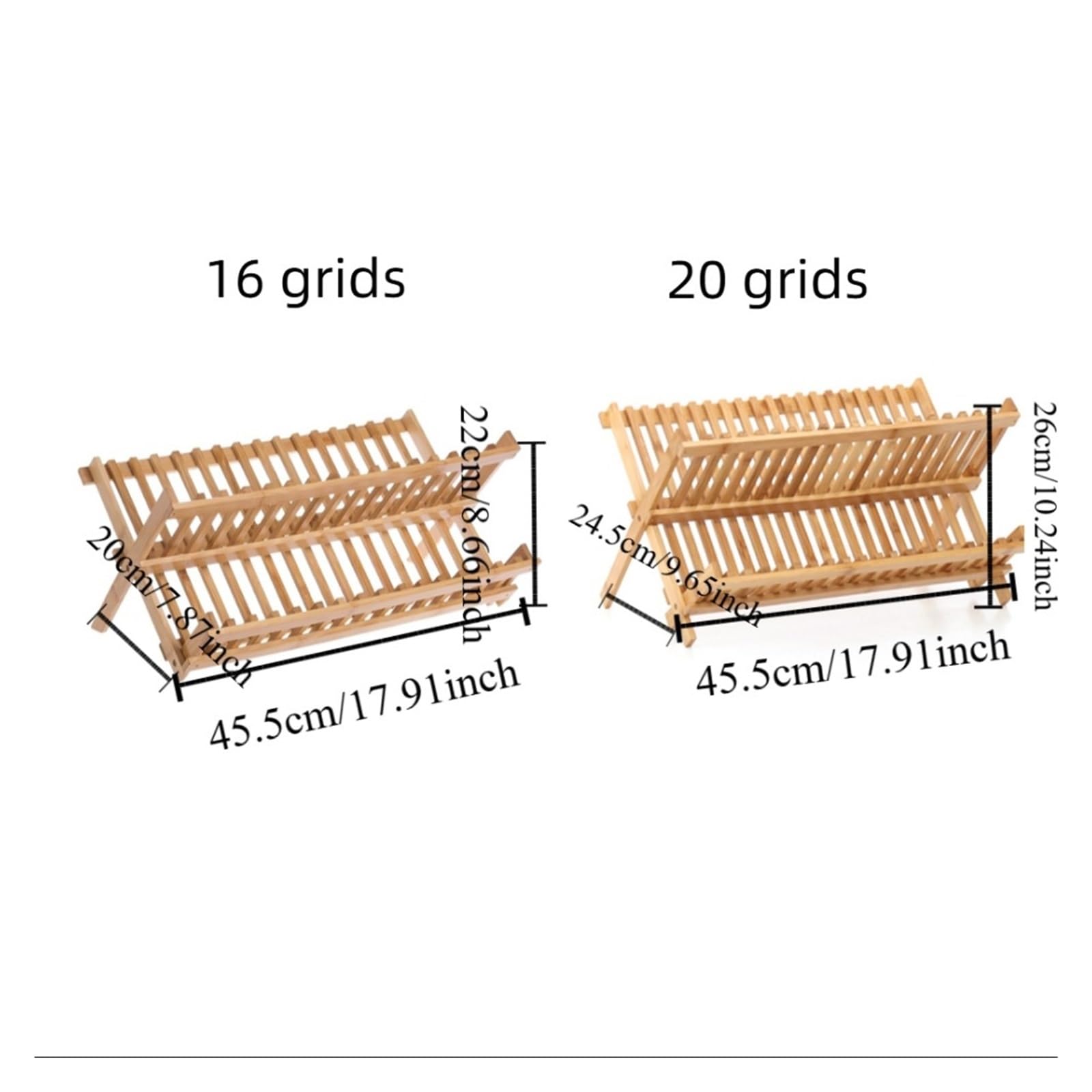 Scolapiatti Pieghevole A 2 Livelli Resistente, Scolapiatti Retrò In Bambù, Scolapiatti Pieghevole Naturale, Portaoggetti Da Cucina(20 Grids)