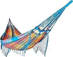 Rede de Dormir Casal Balanço de Algodão Reforçada 3,80m x 1,50m Cor:Multicor