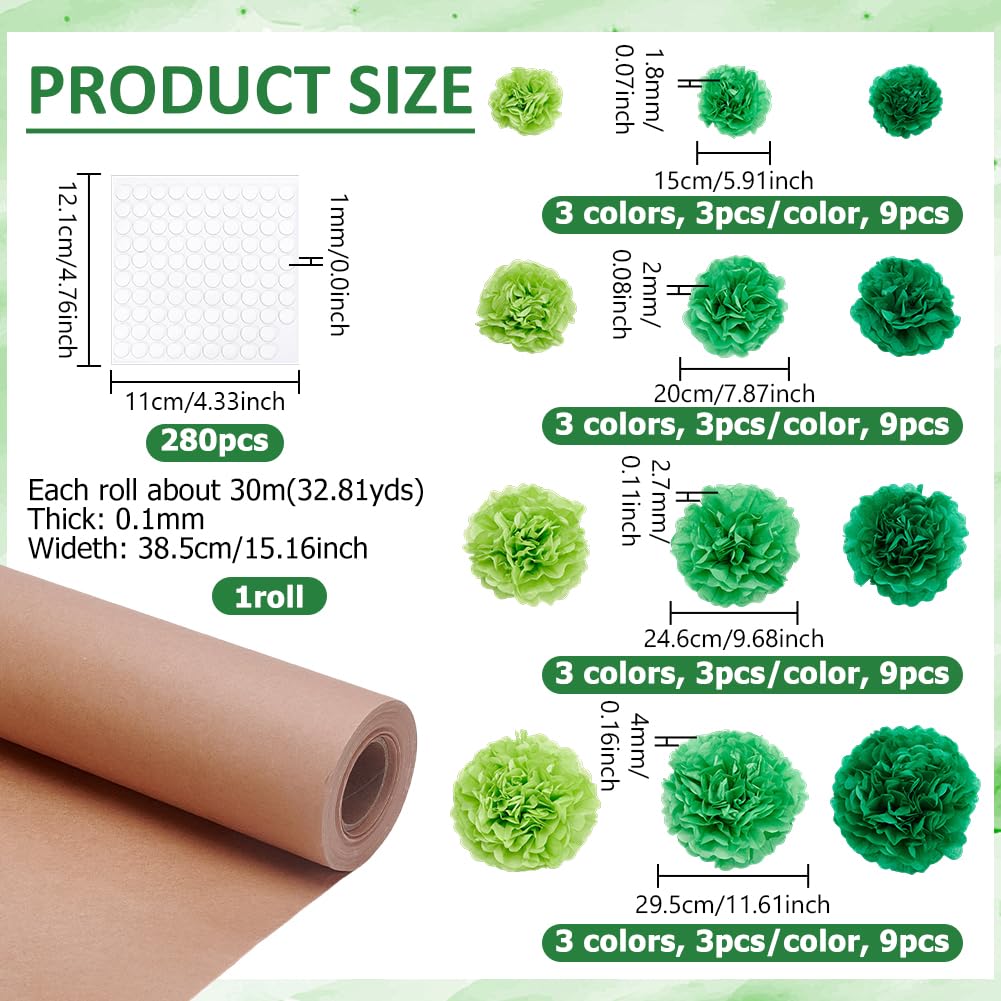 nbeads Ensemble de Tableau D'Affichage Arbre de Classe, Arbre en Carton Vert 3D avec Pompons en Papier Kraft Décoration Murale 3D pour Tableau D'Affichage Idéal pour les Enseignants du Primaire