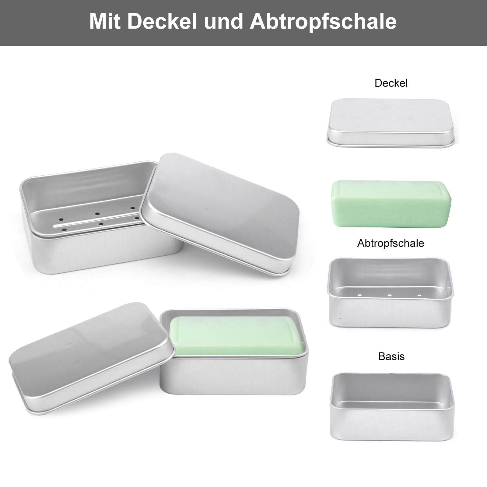 2 Stück Seifendosen Aus Aluminium - Wasserdichte Seifenschalen Mit Abtropfgitter