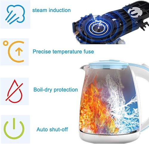 Miniatura 4 de OMOONS Hervidor eléctrico de vidrio hervidor de agua ecológico con LED iluminado caldera de agua inalámbrica sin BPA con tapa interior y parte