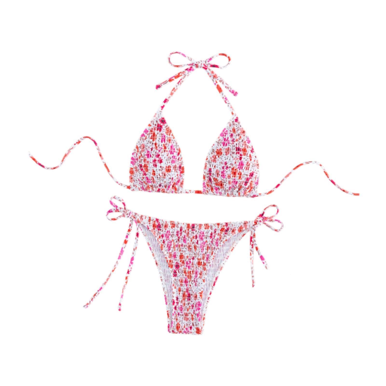 Women's Triangle Set Tie Side Bathing Suit for Party Travel Swim Pool Style E