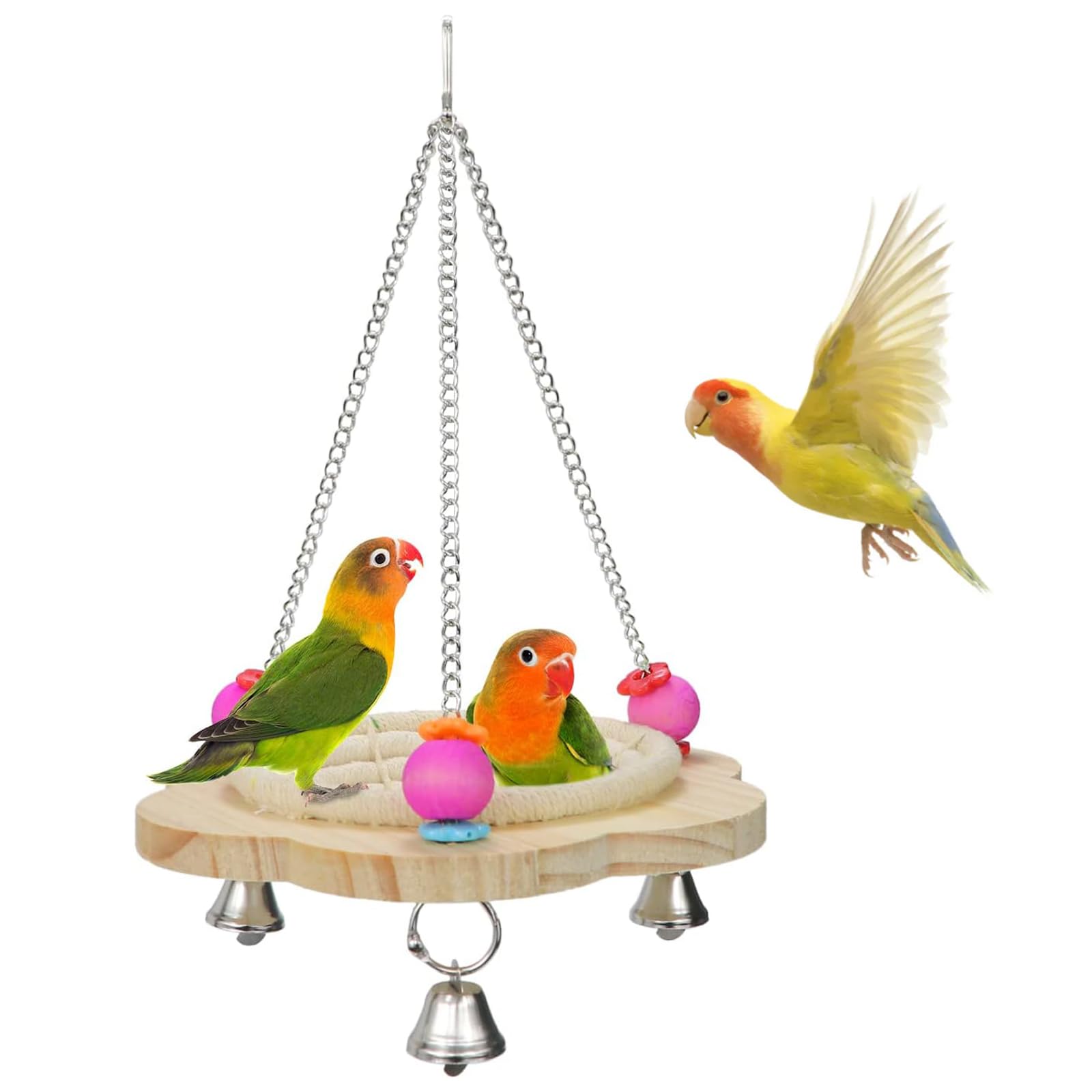 Boutihao Parrot BirdNest, Cotton Bird House BirdNest, BirdParrot Toy, Hand Woven Nest Bed Swing with 3 Metal Bells