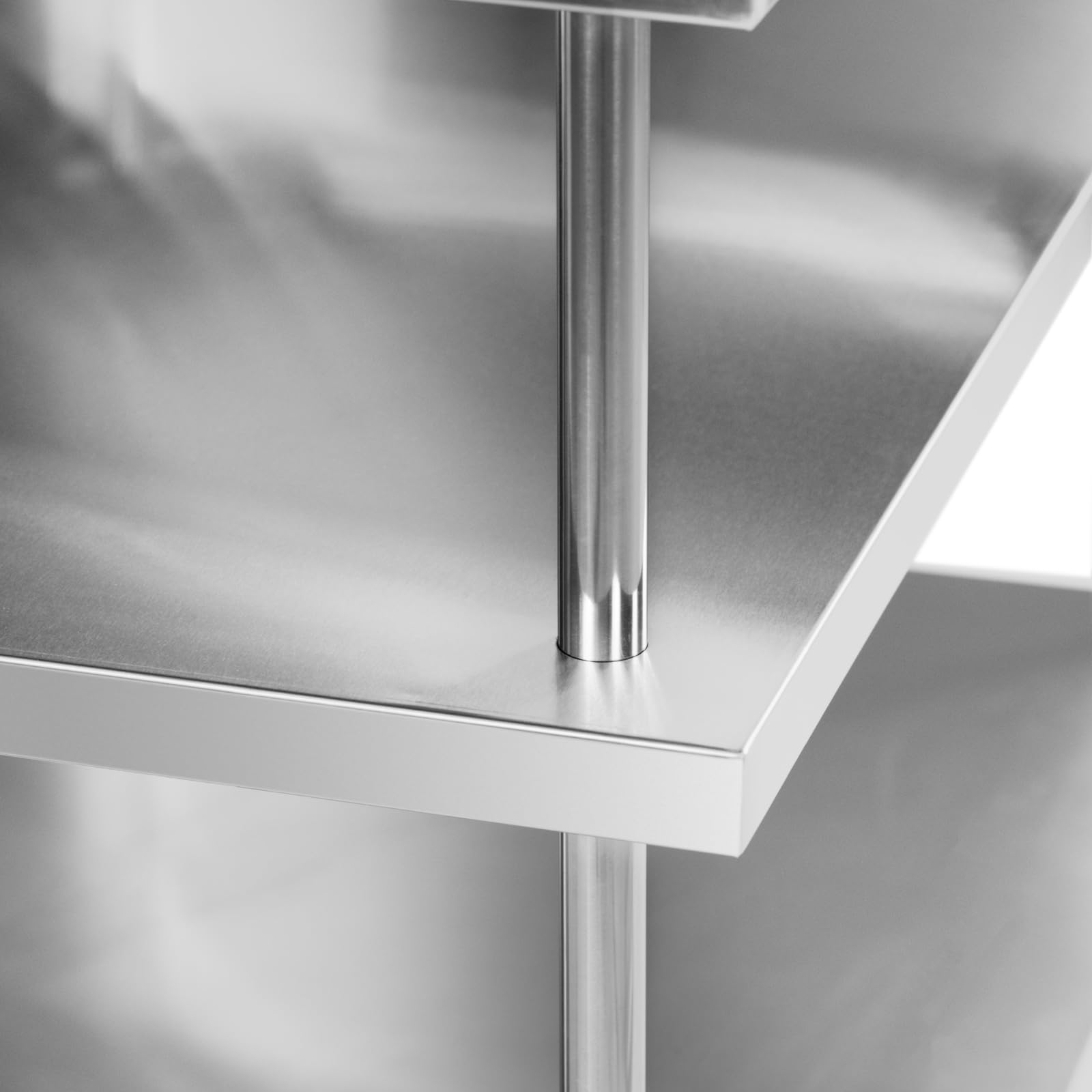 Royal Catering Tavolo bar da lavoro in acciaio inox 100 x 30 x 105 cm 4 ripiani con schienale e bordo - Tavolo da lavoro inox - Tavolo da bar