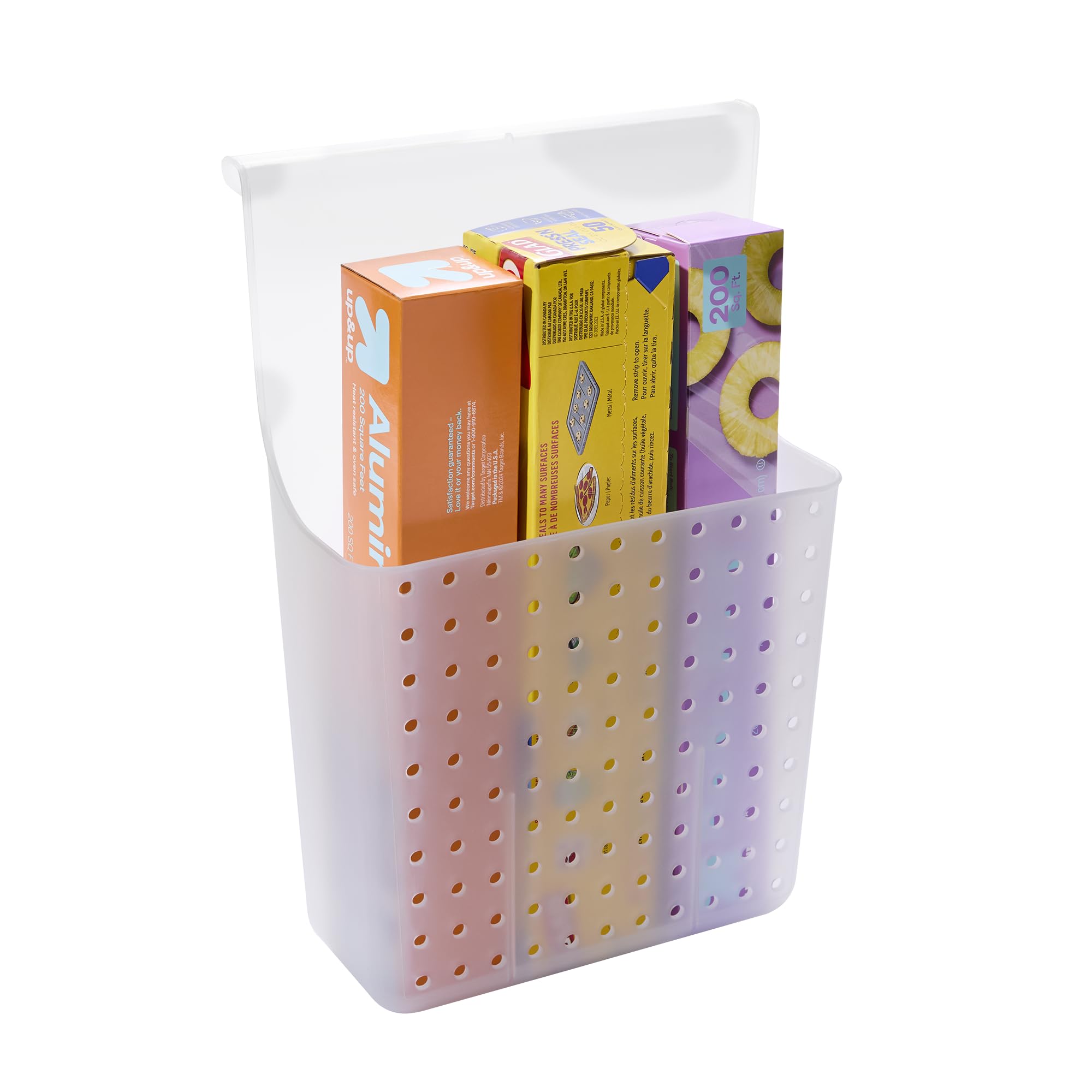 madesmart Over-Door Organizer Storage for Aluminum Foil Parchment Paper Kitchen Wraps Dual Divided Bins with Soft-Grip Over-Door Hook