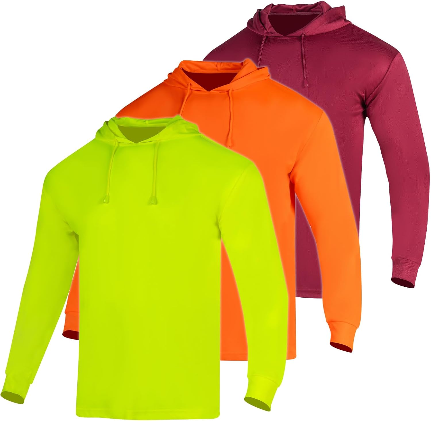 3PCS Hi Vis Safety Reflective Shirts with Long Sleeve Work Construction High Visibility Hoodie for Men