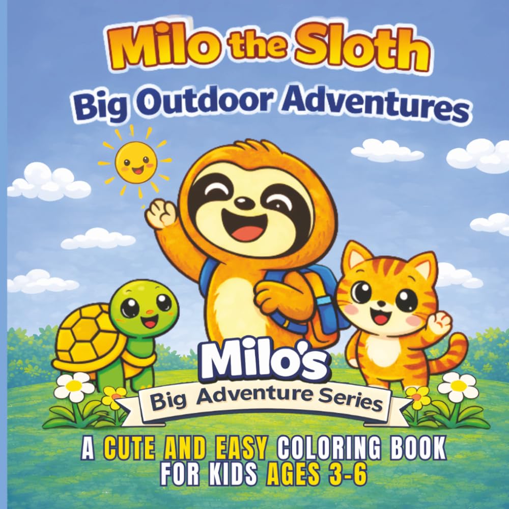 Milo the Sloth: Big Outdoor Adventures Coloring Book: A Cute and Easy Coloring Book for Kids Ages 3–6 | Fun Animal Adventures with Milo, Tilly & Kitty ... & Travel (Milo's Big Adventure Series)