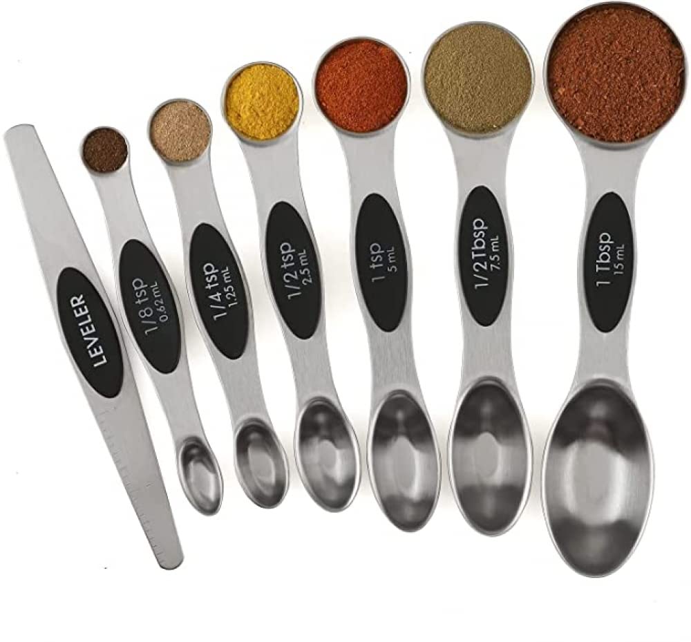 YXSH Juego De Cucharas Medidoras Magnéticas Cucharadita De Acero Inoxidable De Doble Cara para Medir Ingredientes Secos Y Líquidos