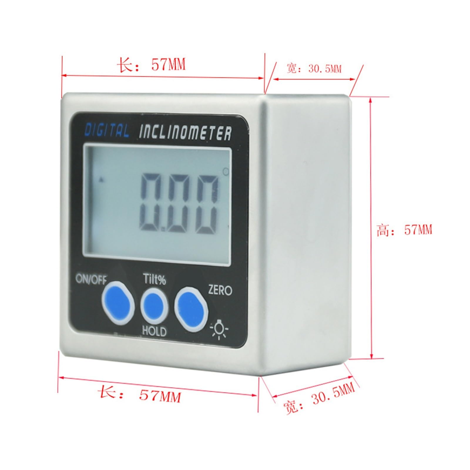 Inclinometro con display digitale, misuratore di angolazione, scatola di inclinazione a 360°, righello angolare completamente in metallo con retroilluminazione, valore che può essere ruotato automatic
