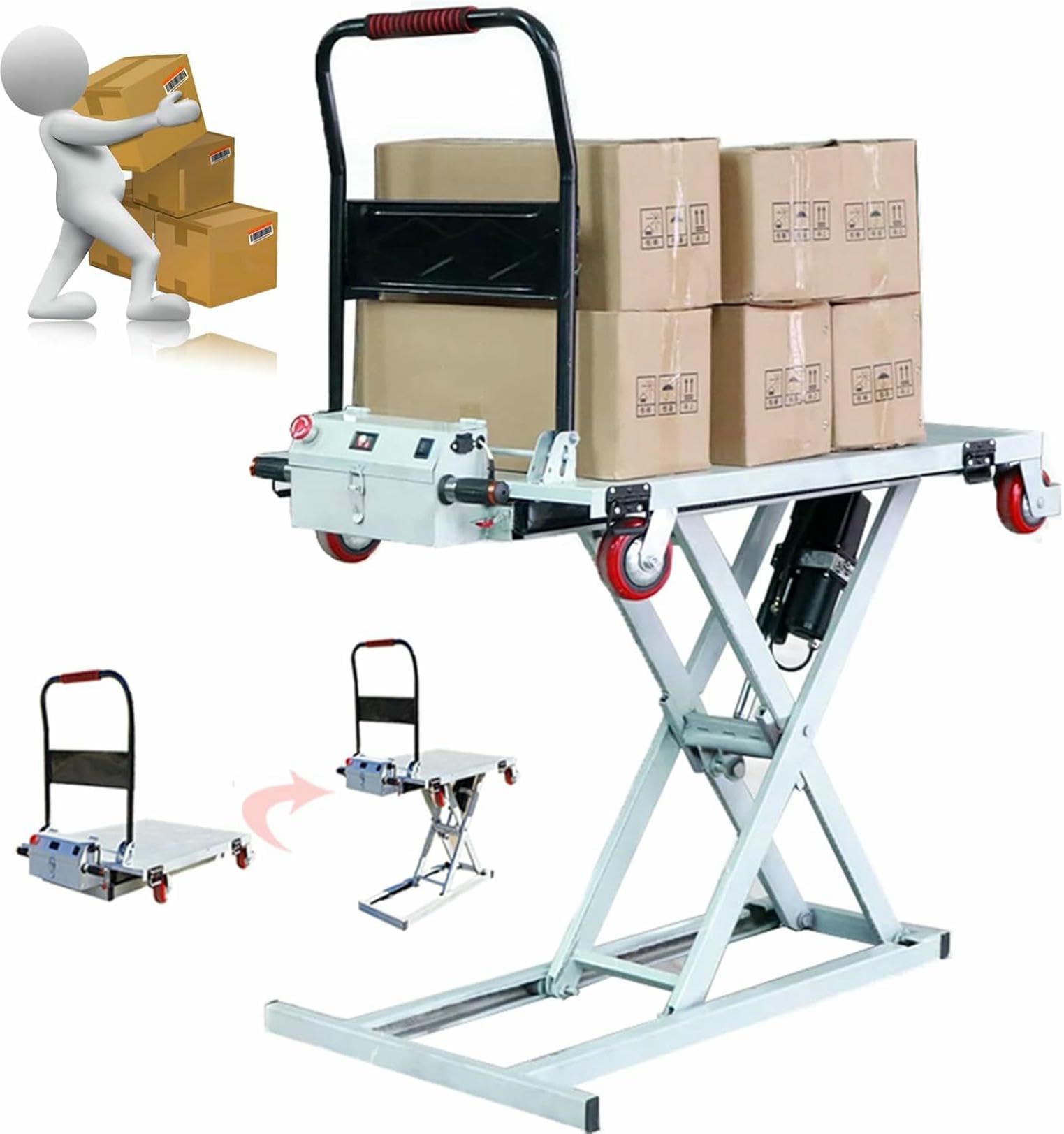 Hydrauliczna platforma podnosząca, elektryczna podnośnik nożycowy o udźwigu 300 kg, idealna do użytku w magazynie i warsztacie