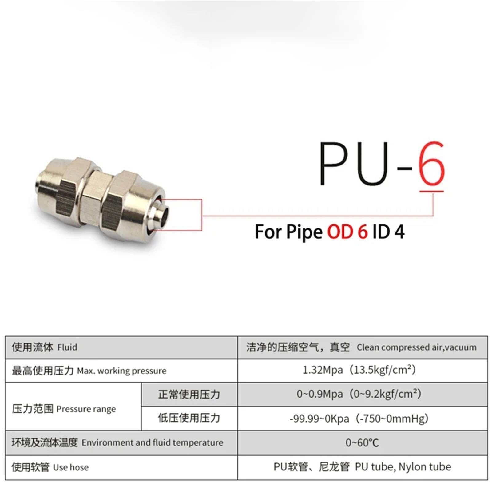 10 pezzi PU-4 6 8 12 14 16 MM OD tubo flessibile Collegare