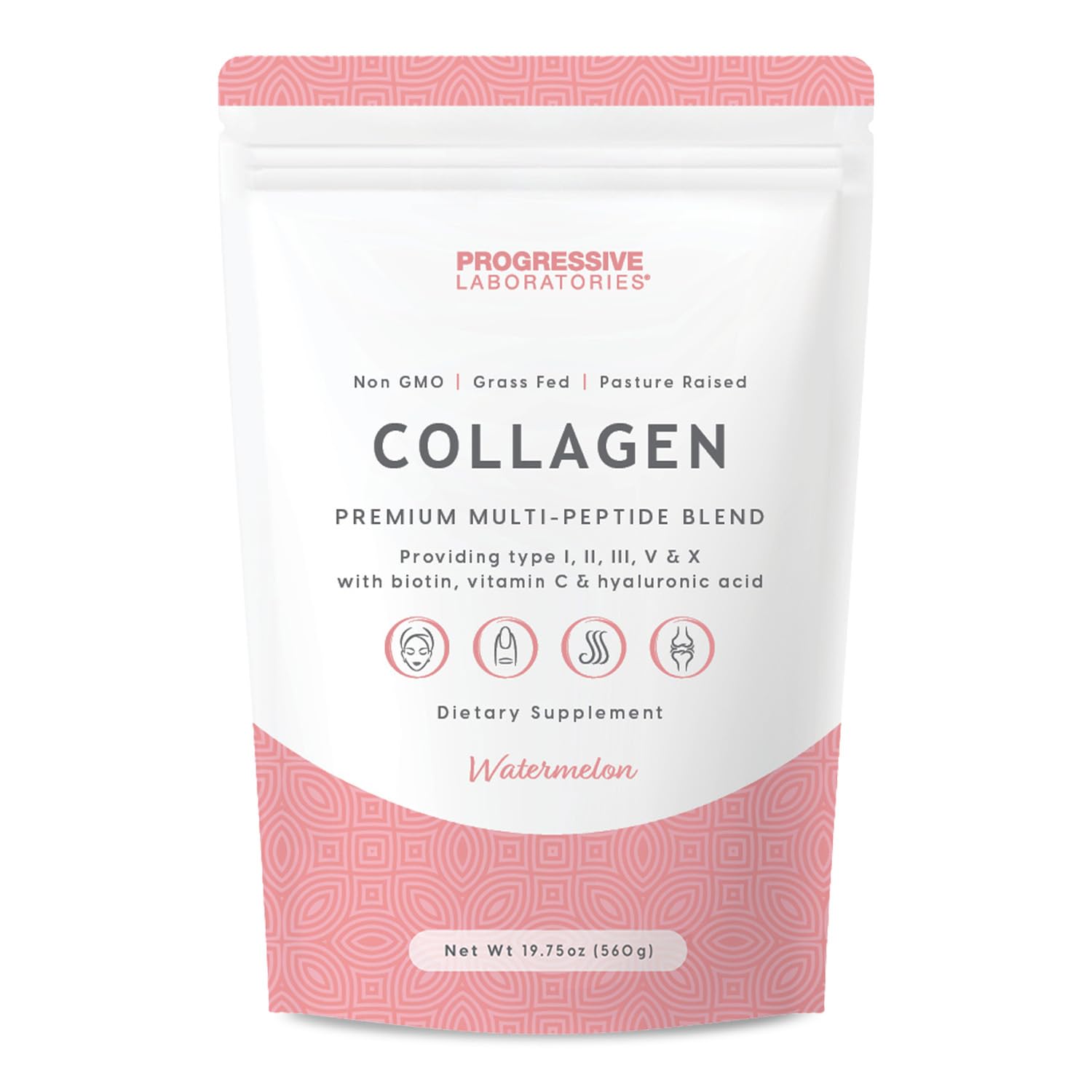 Multi Collagen Powder for Women, Types I, II, III, V & X, Watermelon Flavor