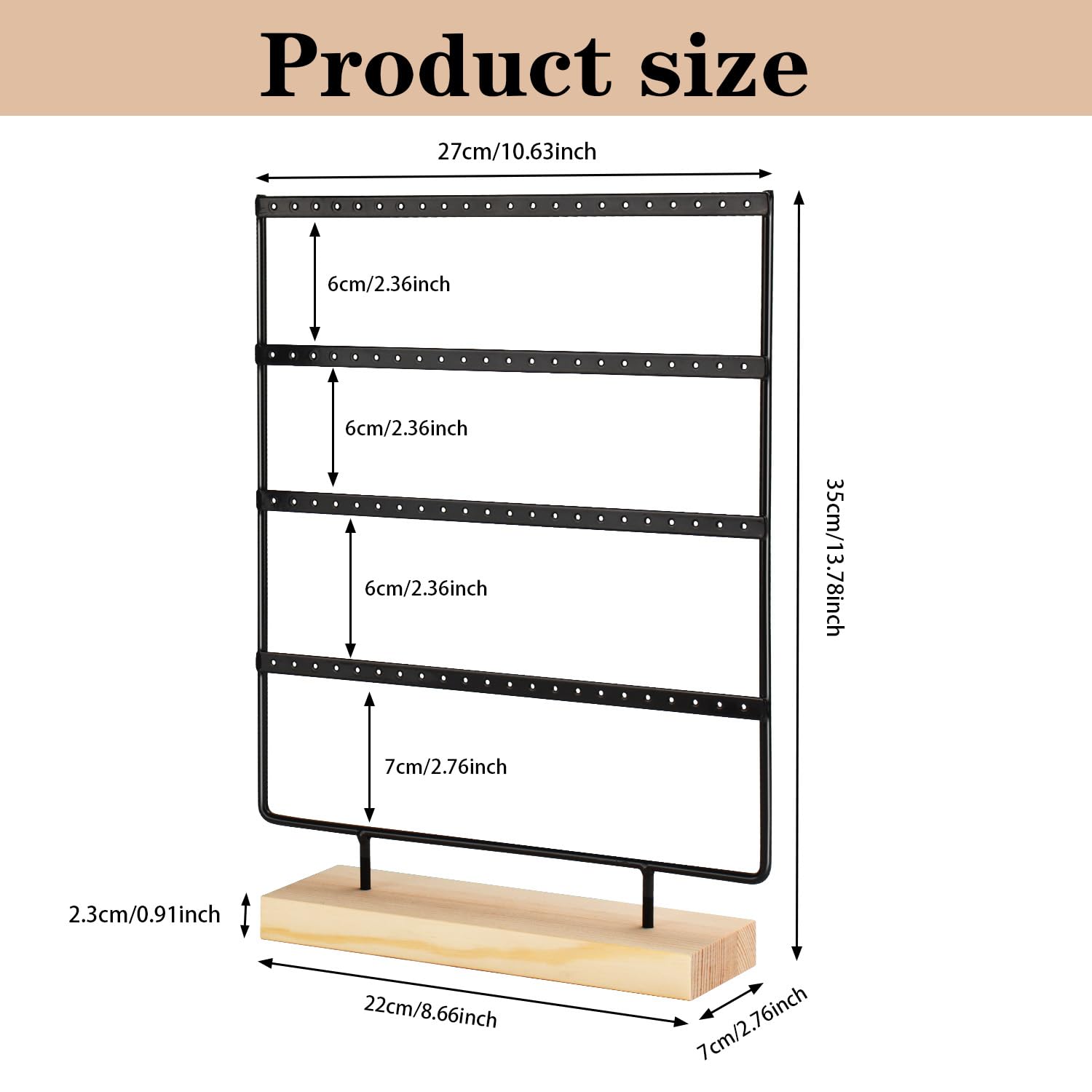 RUINENGDA Earring Holder Organizer, Earring Display Stand for Vendors(4 Tiers & 88 Holes)