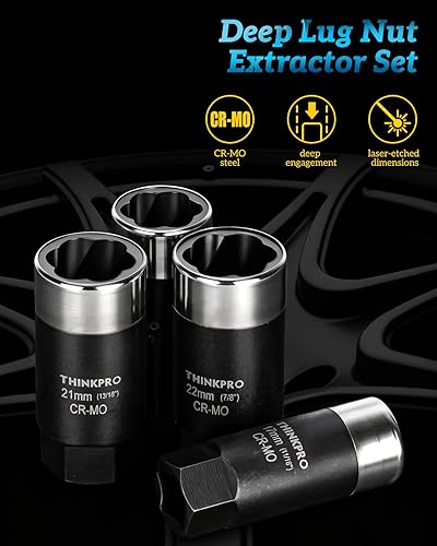 Miniatura 4 de Herramienta de extracción de tuercas de bloqueo - Juego de 6 piezas de extractor de tuercas de llanta profunda, removedor de tuercas de llanta