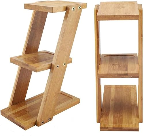 Miniatura 3 de EBTOOLS Soporte pequeño para plantas, soporte de bambú de 3 niveles, 9.8 x 7.1 x 3.6 pulgadas, esquina para interiores y exteriores, pequeños