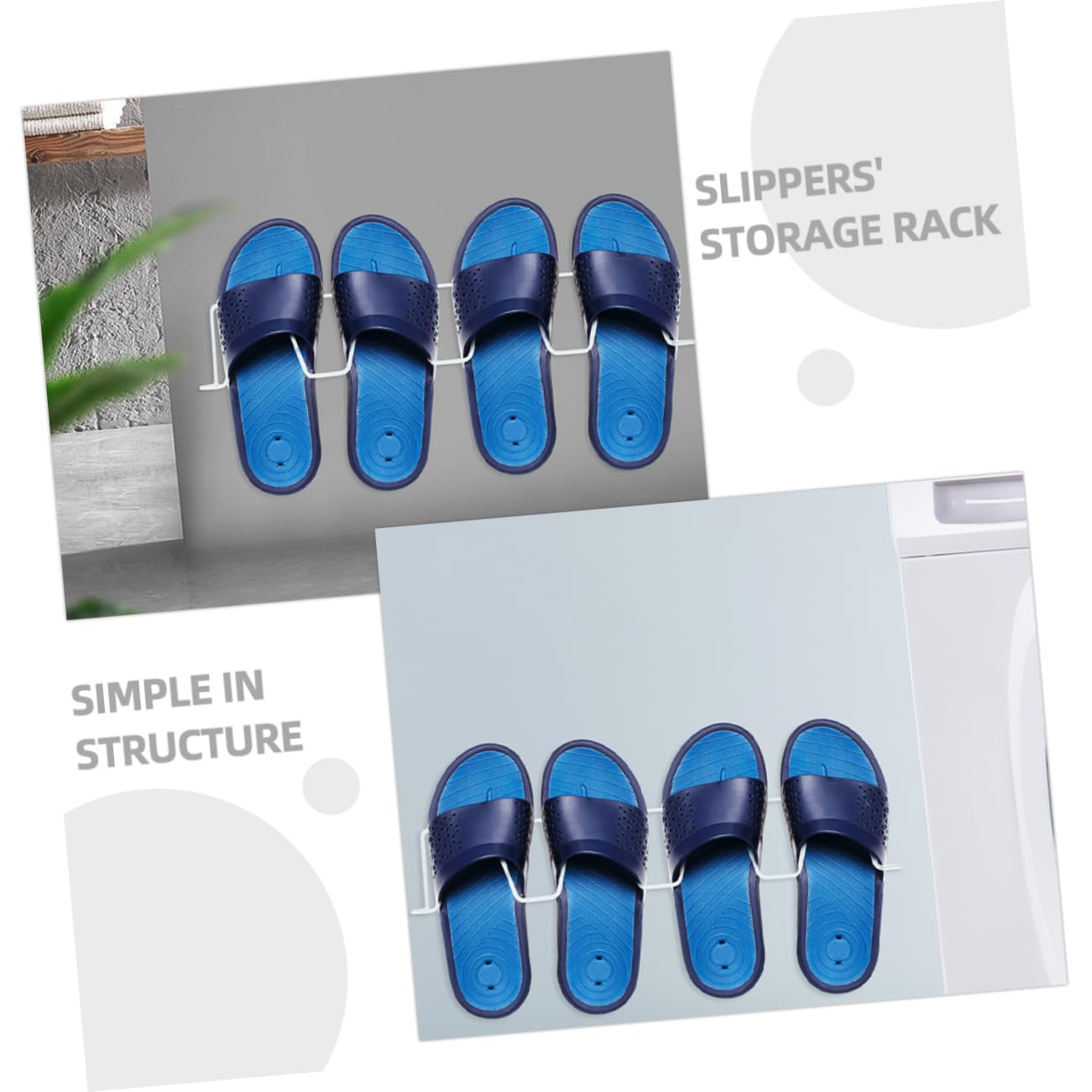 VOSAREA 2pcs Wall Mounted Bathroom Slipper Rack Non Punching Shoe Storage Holder for Easy Organization Space Saving Design for Use