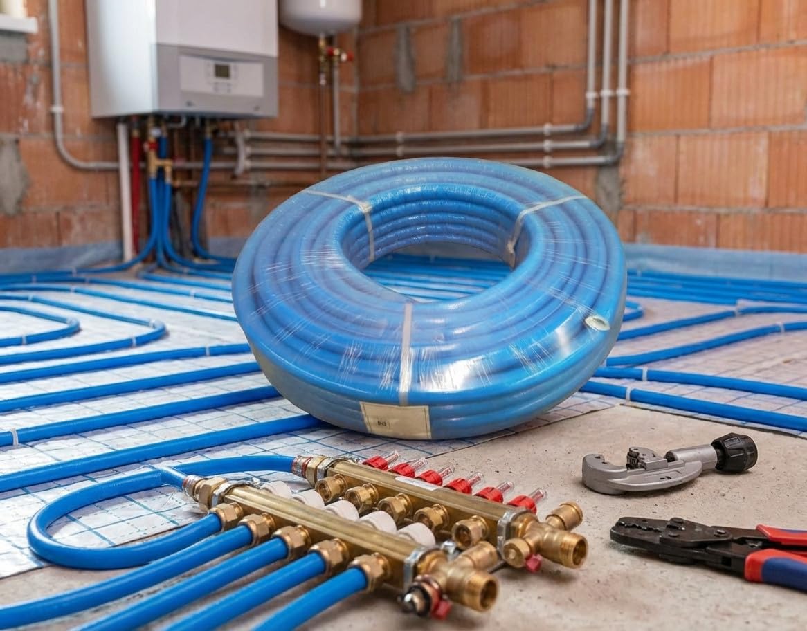 Suinga Tuberia Multicapa Azul para Fontaneria 16 mm con Aislamiento | Bobina 50 Metros | Espesor 2 mm | Presion 10 Bar | Soporta hasta 95C | Alta Resistencia y Durabilidad en Instalaciones