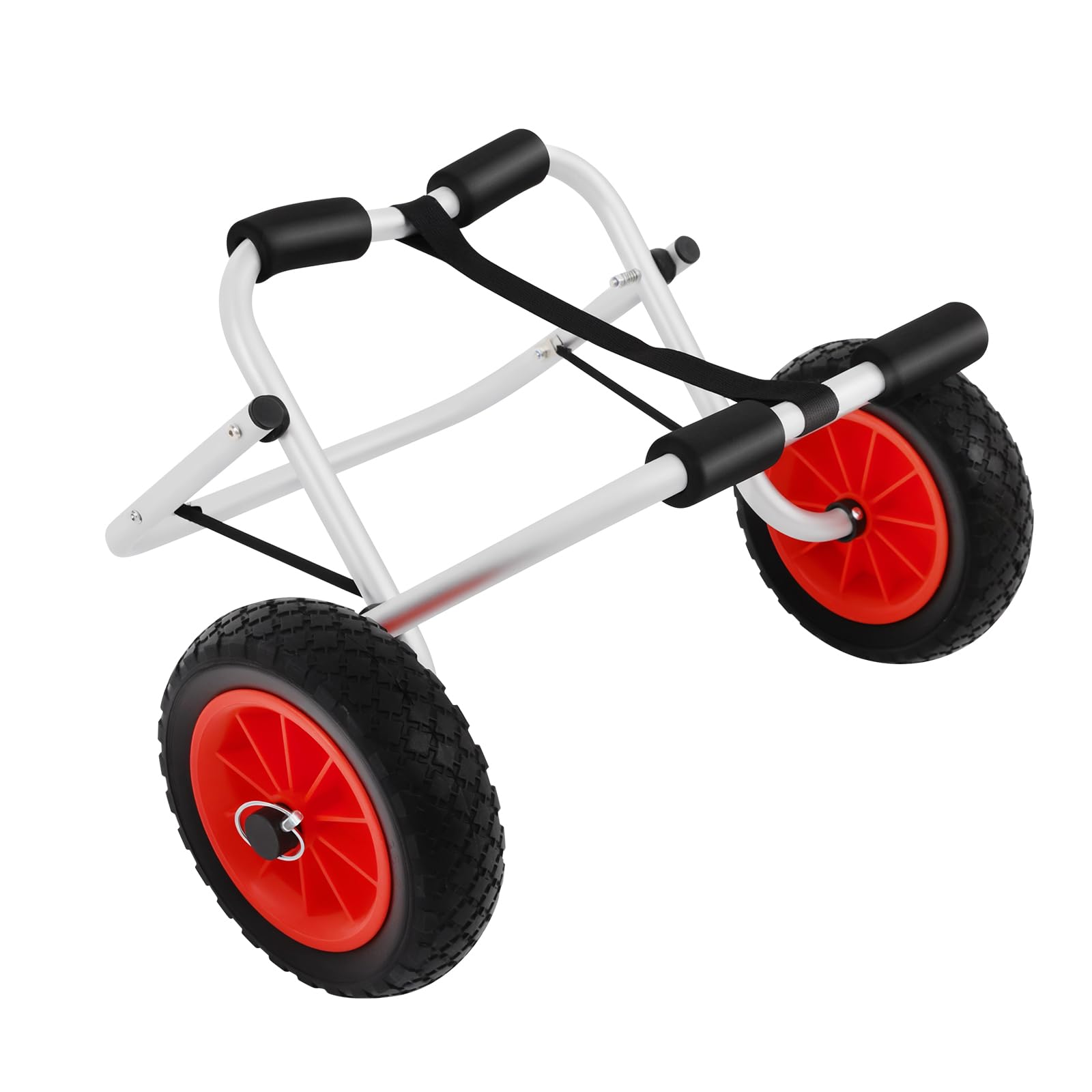 Kajakwagen Aluminium-Kajakkarren mit 26" Reifen, 70kg Tragfähigkeit Schockabsorbierender Kanu-Transportwagen für Sand/Straßen, Leichtmontage + Anti-Rutsch Gurt