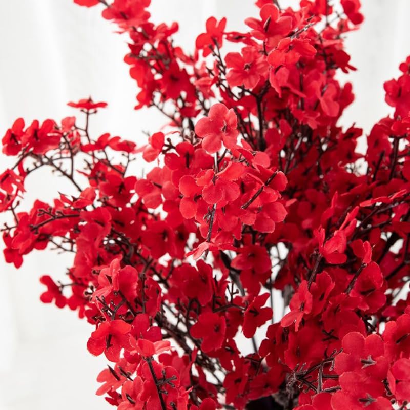 DODXIAOBEUL 8 Pcs Faux Flowers for Vase 19.7'' Babys Breath Artificial Flowers Long Stem Fake Silk Flowers Faux Baby Breath Flowers Bouquet for Home Wedding Party Decoration,Red - Image 3