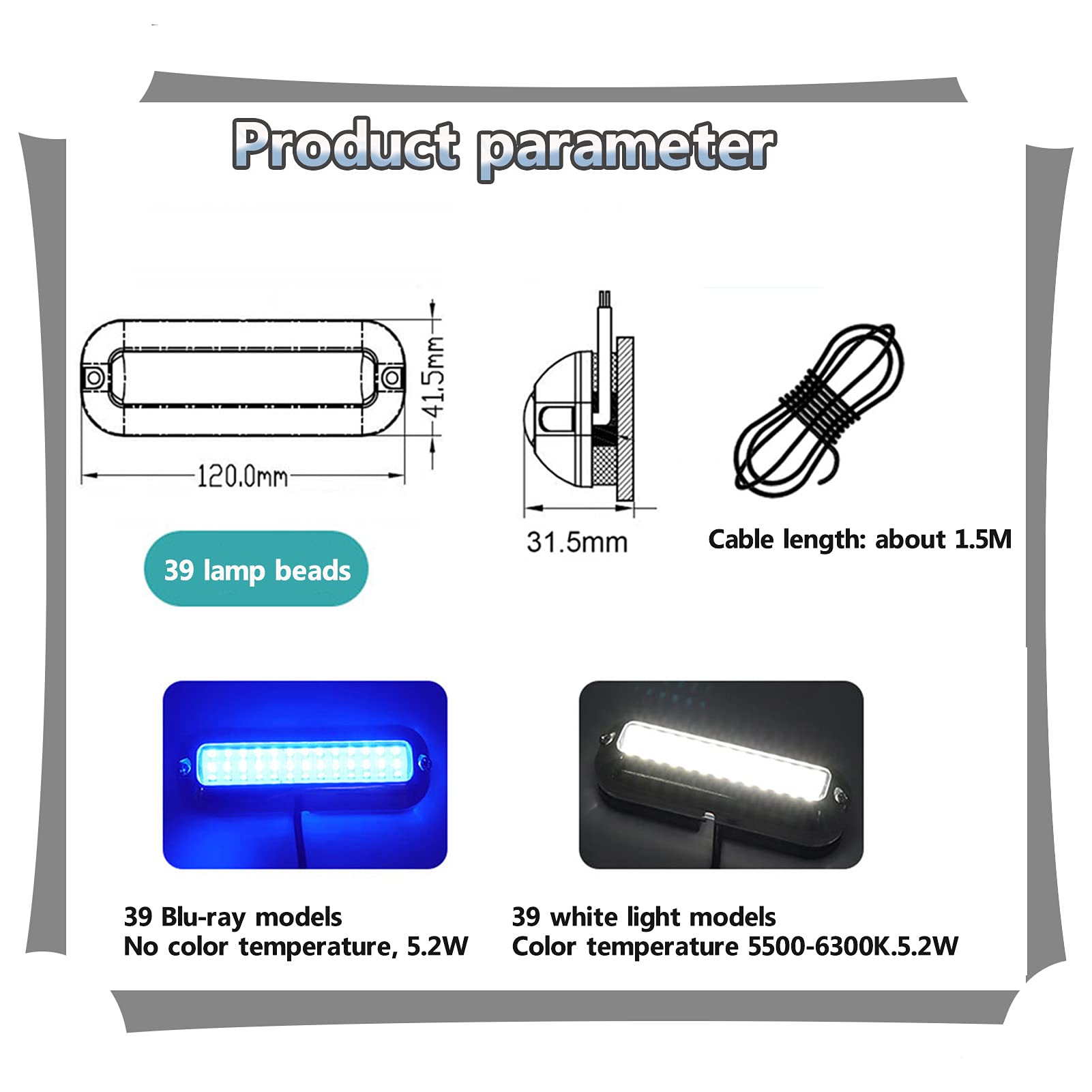 Luci Interne per Camper, 12v LED Plafoniera per Camper Illuminazione Interna per Camper, Luce Interna per Camper Van LED Lampada Bar 12v LED Universale per Caravan Barca,Bianca,1pc