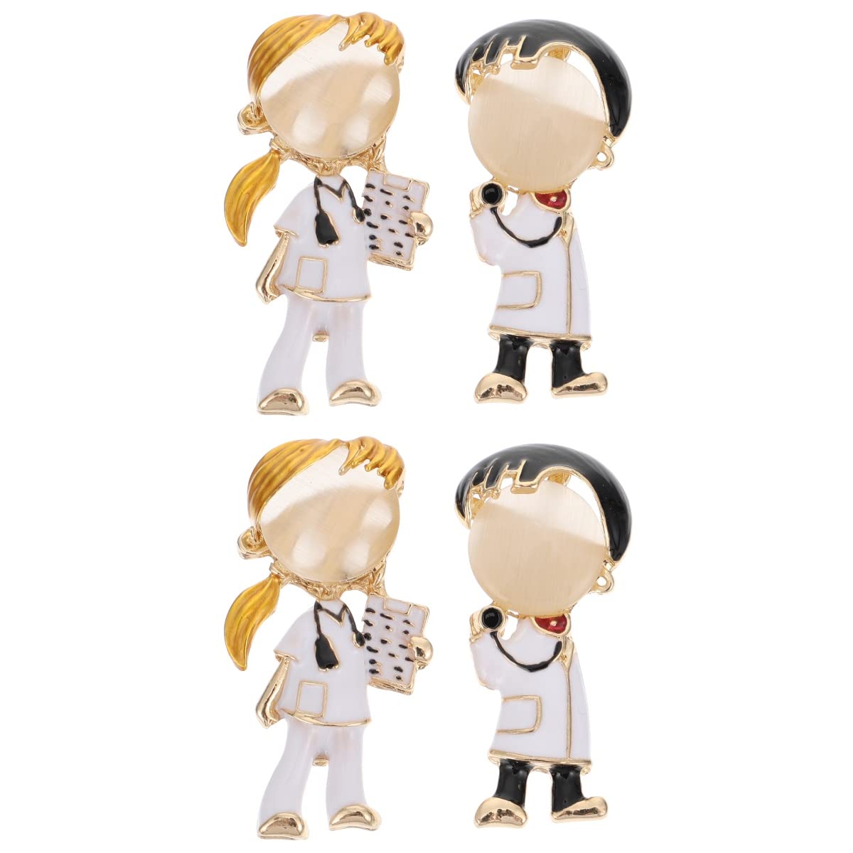 SOIMISSSOIMISS 4pcs Cartoon Brooches Cute Nurse Doctors Brooch Pin Cute Enamel Lapel Pin Set Medical Jewelry Nurse Gift for and Men