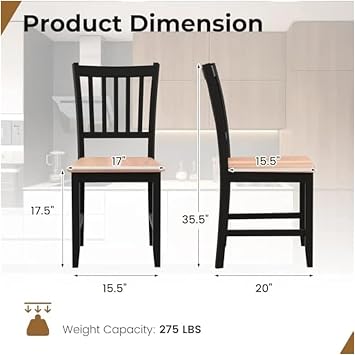 Adjustable Office Computer Chair with Armrest 1pcs No Armrests Wooden Kitchen Dining Chairs Easy to Assemble with Rubber Wood Legs
