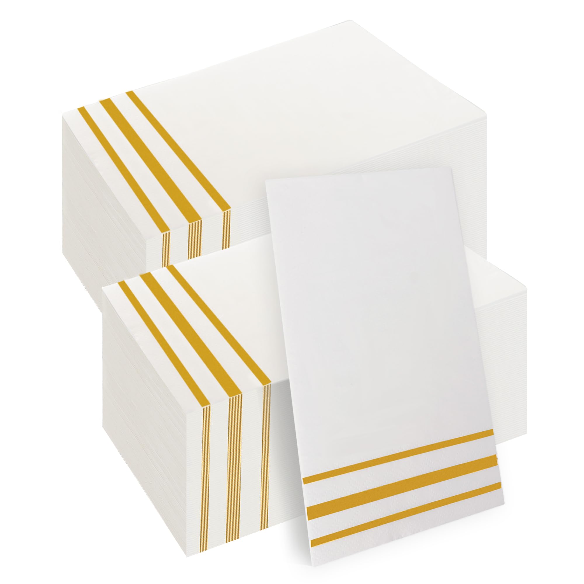 Serviettes jetables en papier blanc et doré : hygiène irréprochable des invités - 8