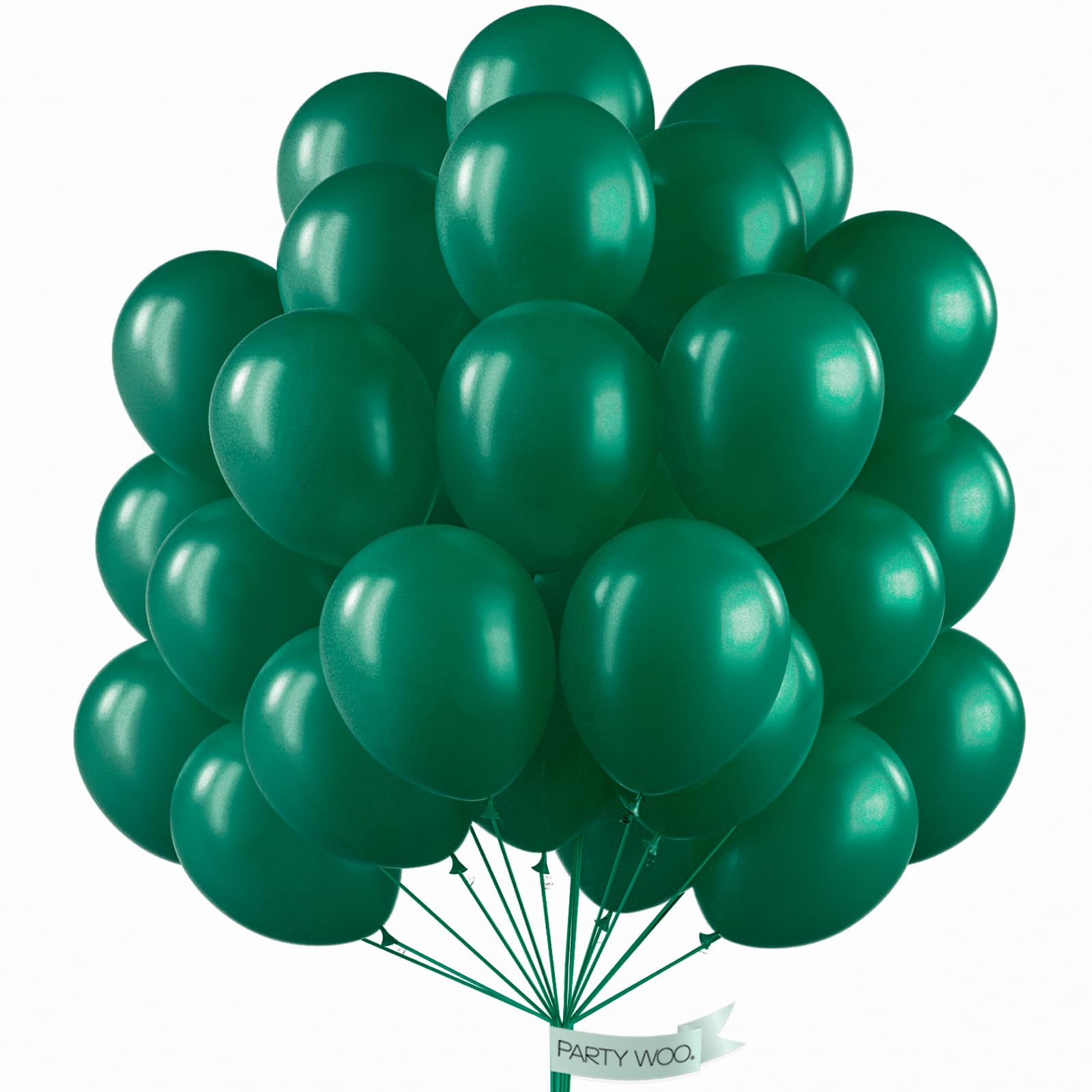 PartyWoo Dark Green Balloons 50 pcs 12 Inch Pearl Hunter Emerald Forest Green Balloons for Baby Shower Graduation Christmas Jungle Safari Birthday Party Decorations Green-Z01
