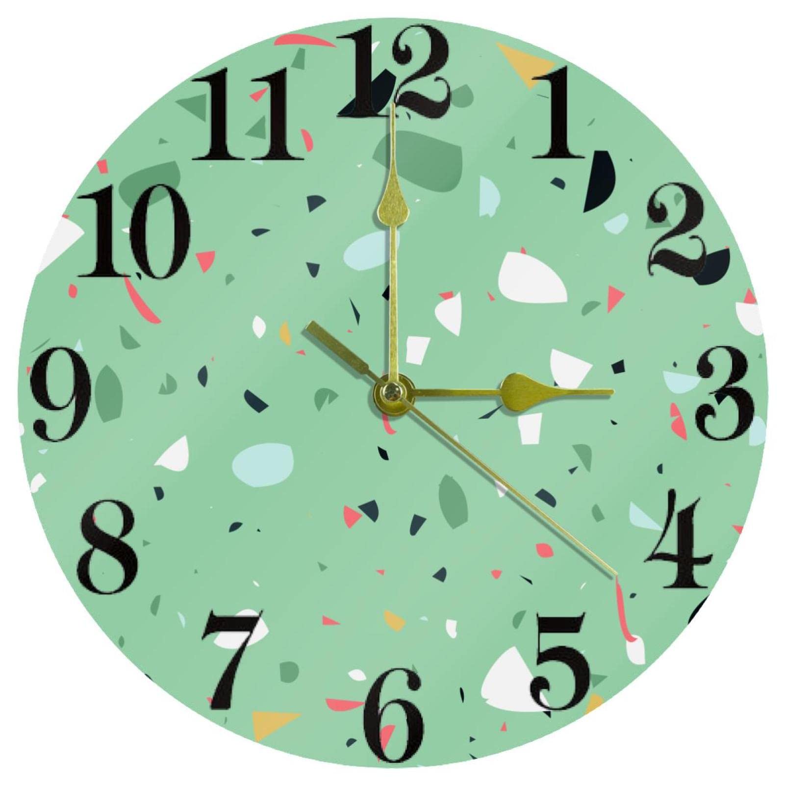 Horloge murale à quartz de 25,4 cm haut de gamme coloris vert pastel et cadran ciselé