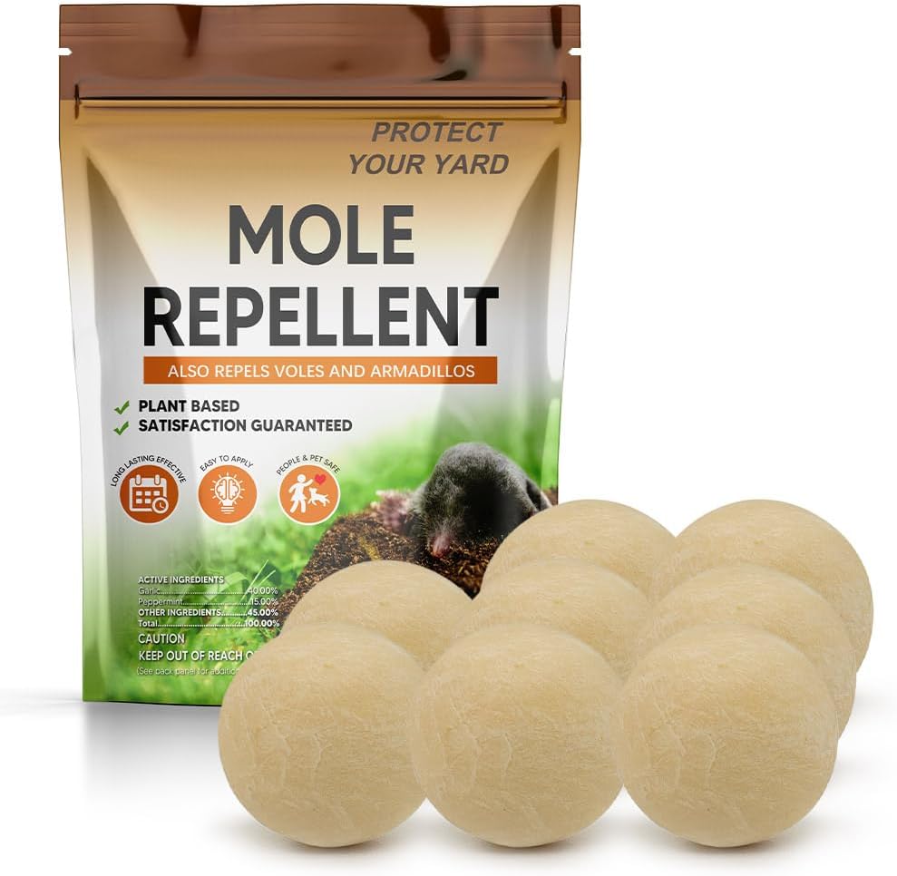 Mole Repellent for Lawns, Gopher Repellent Outdoor, Moles Control, Vole Repellant Groundhog Repellant for Your Lawn and Garden (0.93 Ounce (Pack of 8))