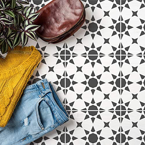 Agadir Tuile Motif Pochoir, Peinture Murs, Sols, Meuble, Marocain Tuile Décor Maison, Réutilisable Géométrique Peinture Pochoir - L/30X30CM