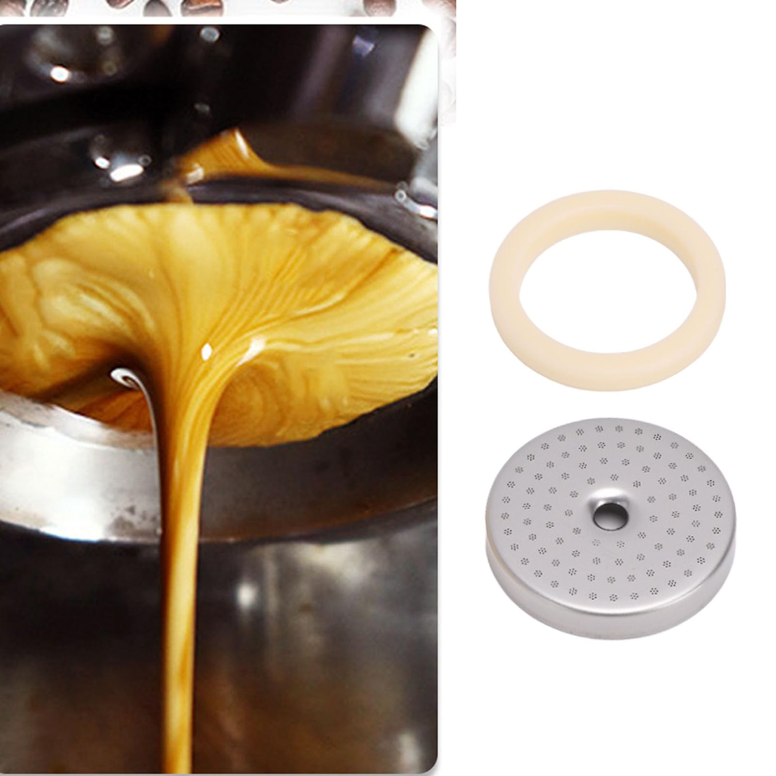 Schermo doccia con anello vapore adatto per macchina da caffè BES450 BES500 Schermo doccia con filtro in acciaio inossidabile da 54 mm Anello vapore in silicone