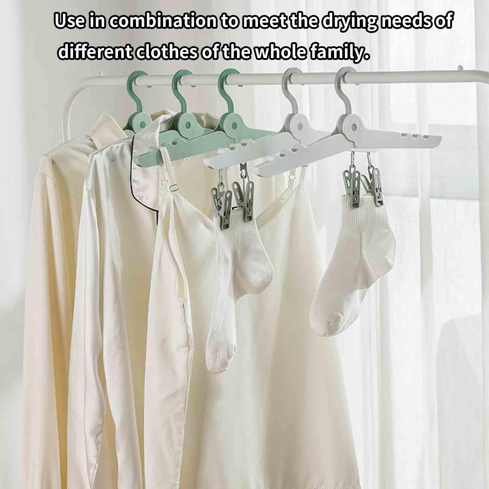 JUSHZ Platzsparende Kleiderbügel Hosenbügel Plastik Hangers Clothes Bügel Kleiderständer Aufbewahrungsregal Für Unterwäsche Socken Schlafsaal Faltbar Tragbar Reisen (White,35x6x1.6cm)