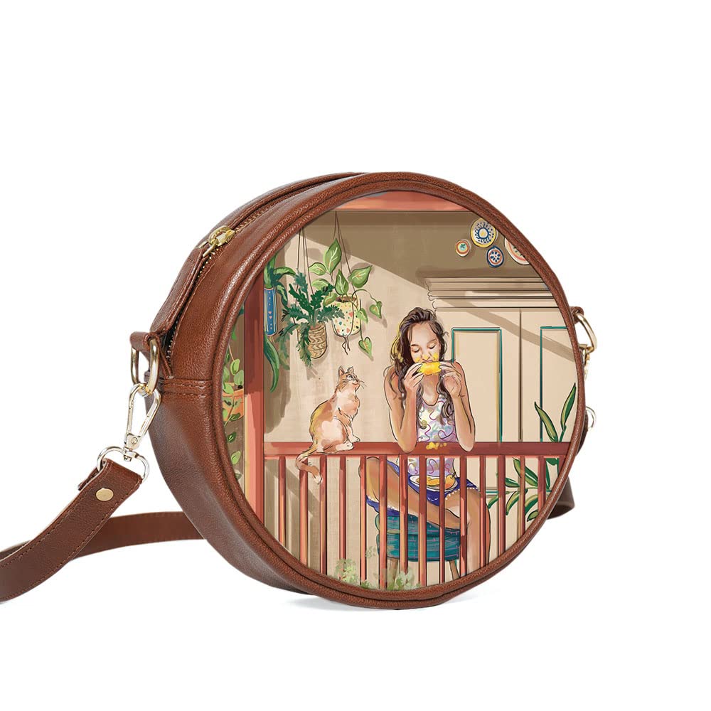Kalankit Sling Bag For Women Stylish | Round Crossbody Sling Bags For Women, Girls | Vegan Leather, Birthday/Surprise Gift (B0BSXKWBY6) Amazon Price History, Amazon Price Tracker