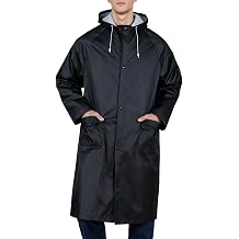 Men's Long Rain Jacket Windbreaker Waterproof Lightweight Active Fishing Rain Coat with Hood