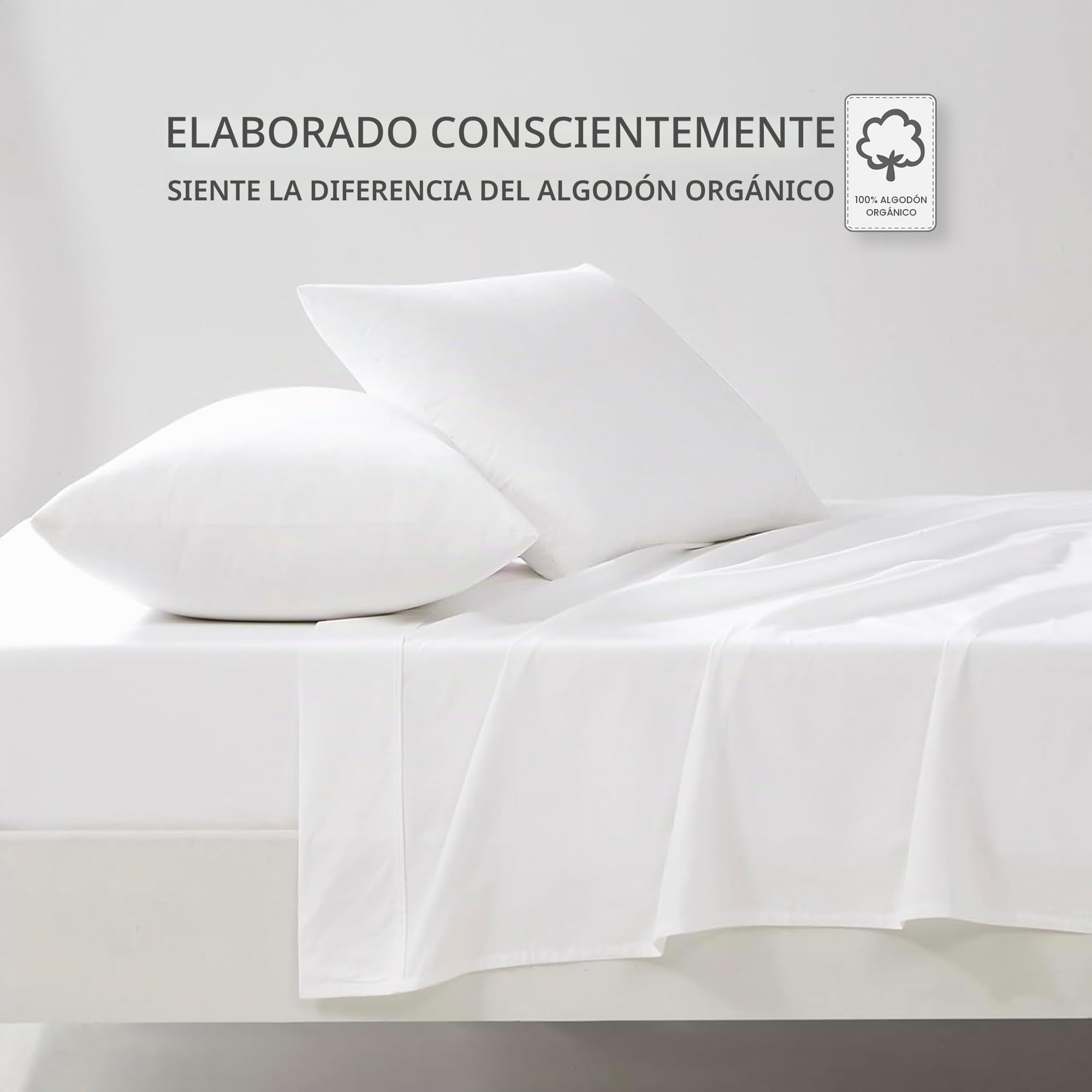 Linen Closet Juego de sábanas de algodón orgánico Blanco ártico de 4 Piezas