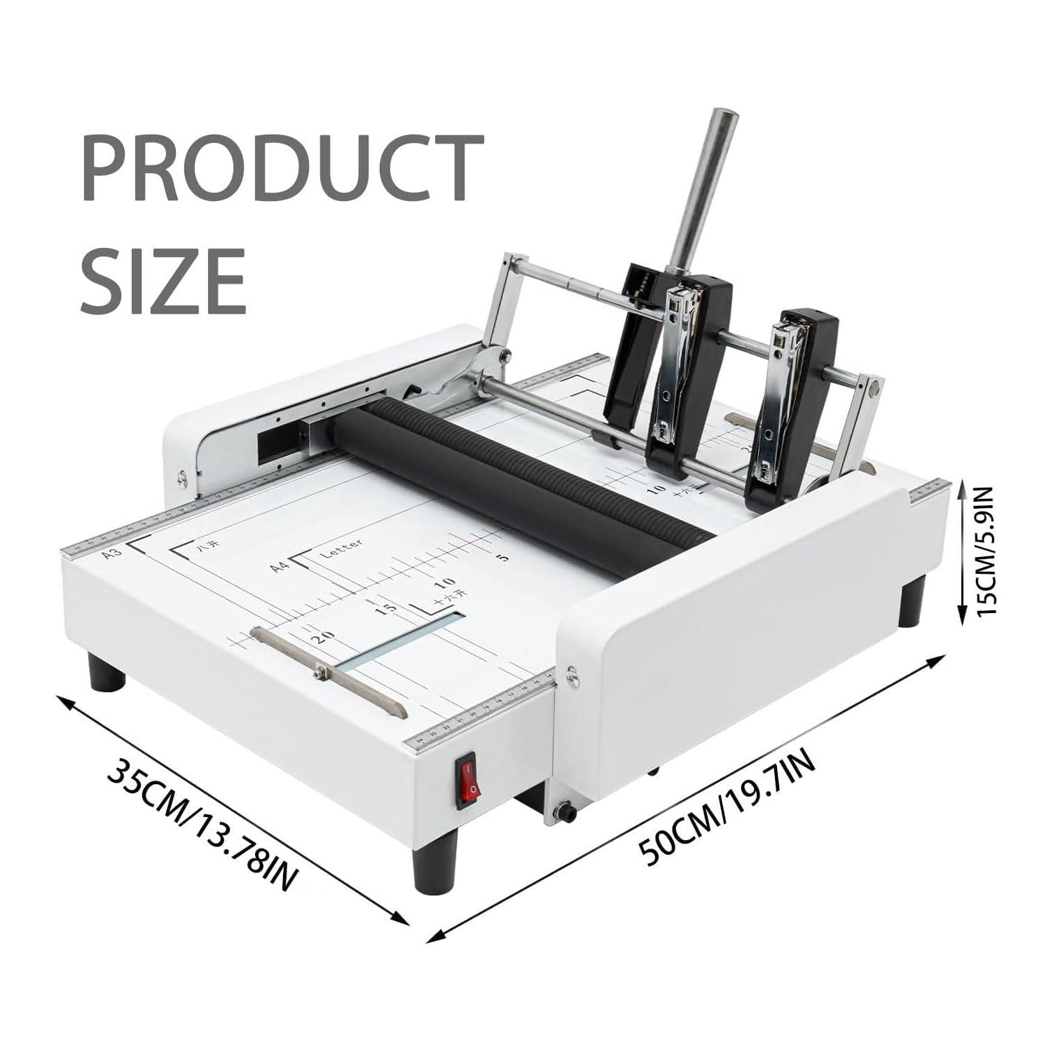 Elektrische Bindemaschine, Multifunktions-Papierhefter für Broschüren, Papiereinzugsgröße 300 x 440 mm, Sichtfenster, manueller Papierfalzer, Heften und Binden
