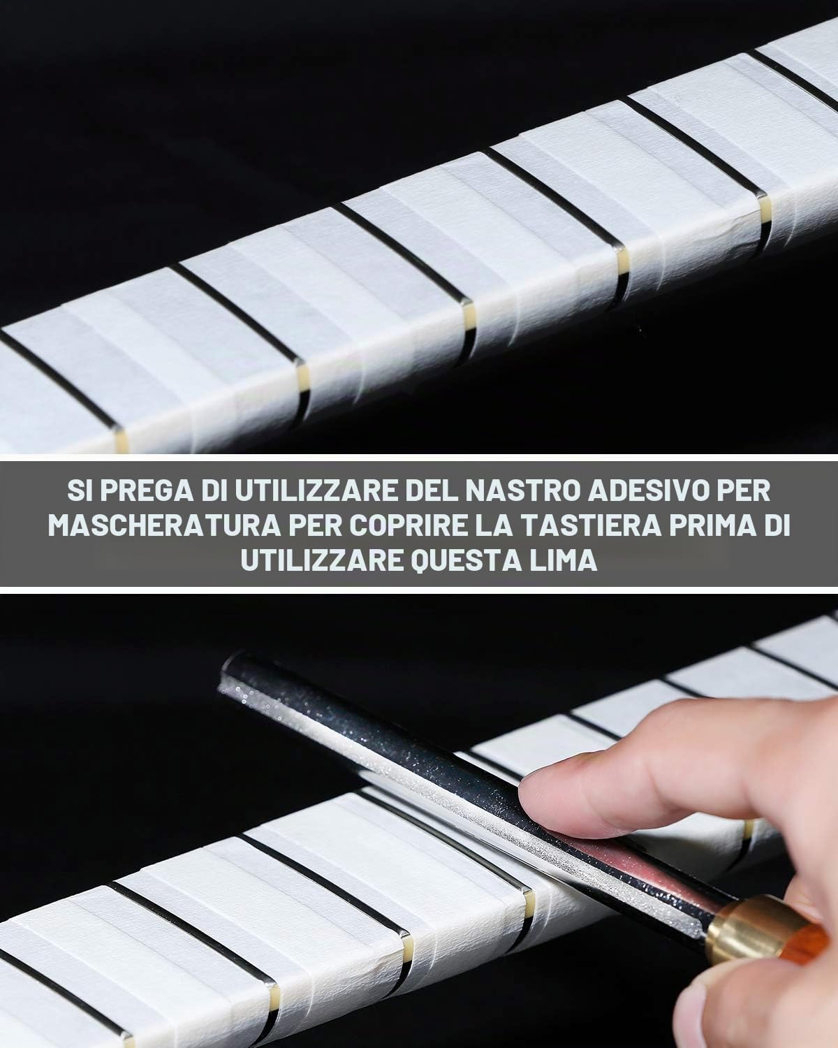 Lima per coronazione dei tasti barocco, diamantata, per chitarra, chitarra, basso, banjo, mandolino