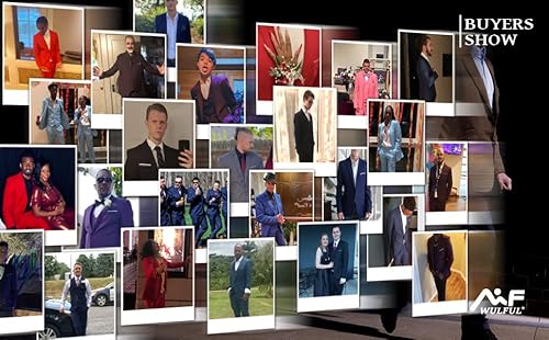 Wulful Men's Suit Slim Fit One Button 3-Piece Suit Blazer Dress Business Wedding Party Jacket Vest & Pants Wine Red #TOP7