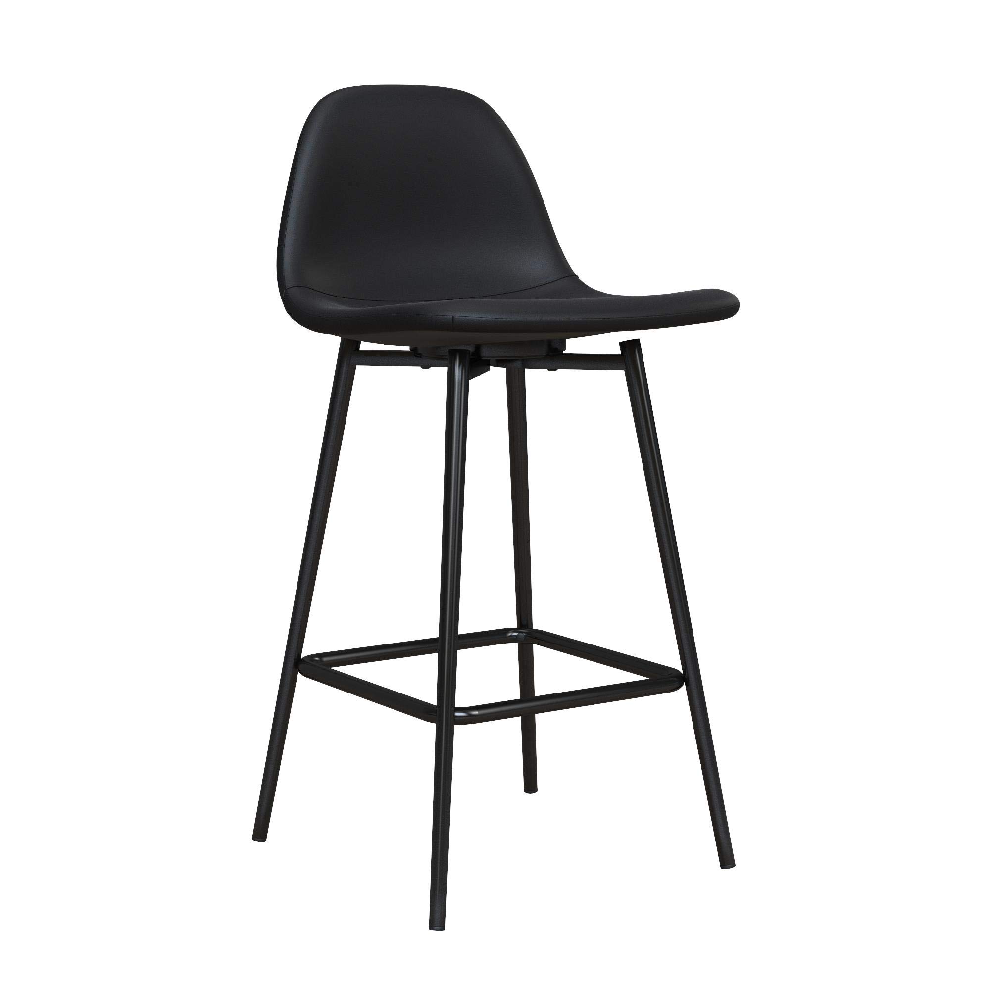 DHP Furniture Calvin Upholstered Counter Stool, Metal, PU Black